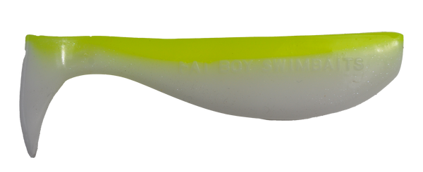 Pearl White/Chartreuse Back Fat Boy Swimbait