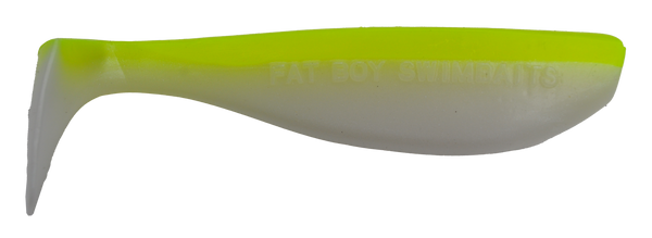 Pearl White/Chartreuse Back Fat Boy Swimbait